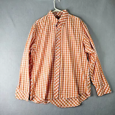 Marc Ecko Mens Shirt Size Extra Large Orange Plaid Bold Chic Fashionable Stylish • $16.99