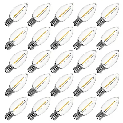 25Pk C9 Candelabra LED Light Bulb 2200K 50LM Shatterproof Waterproof Warm White • $18.99