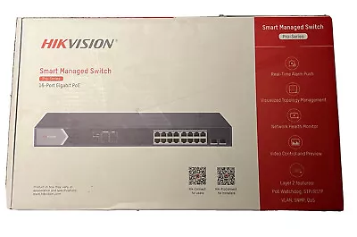 HIKVISION 16-Port Smart Managed Gigabit PoE Switch DS-3E1518P-SI. • £160