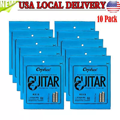 10 Set Of 6pcs Orphee RX15 Electric Guitar Strings Nickel Alloy Super Light 9-42 • $15.89