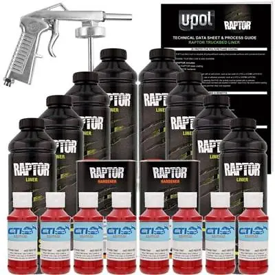 U-POL Raptor Victory Red Urethane Spray-On Truck Bed Liner W/Free Spray Gun 8L • $367.99