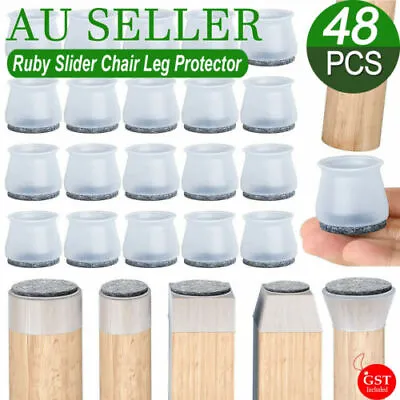 $22.54 • Buy 48pcs Ruby Slider Chair Leg Protector For Hardwood Floors Fits All Shape Chair