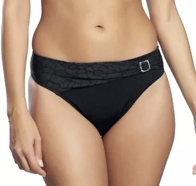 Fantasie Montreal Bikini Brief Size XS 8 10 Classic Black Diamanté Buckle 5434 • £12.89