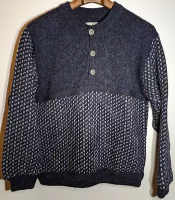 Vintage LL Bean Wool Blend 1/4 Button Nordic Norway Crew Neck Sweater Men's M • $38.99