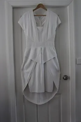 $15.30 • Buy Sass & Bide White Heavy Stretch  Long Back Dress Size L Deep Cut Neck