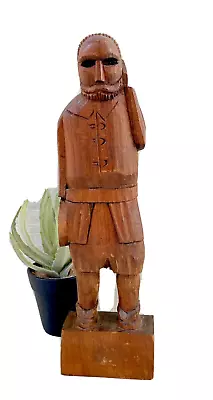 Antique/Vintage Primitive Hand Carved Folk Art Man Statue - Unsigned - 13 Inches • $26.40