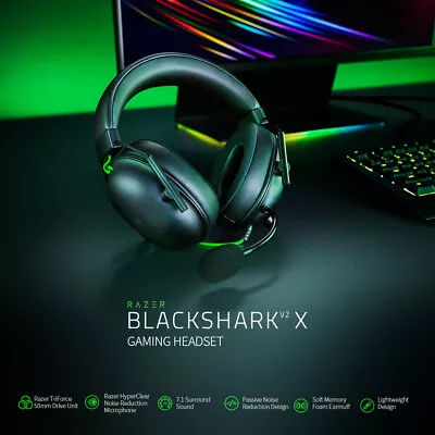 Razer BlackShark V2 X Wired Gaming Headset TriForce 50mm Driver Surround Sound • $96.99