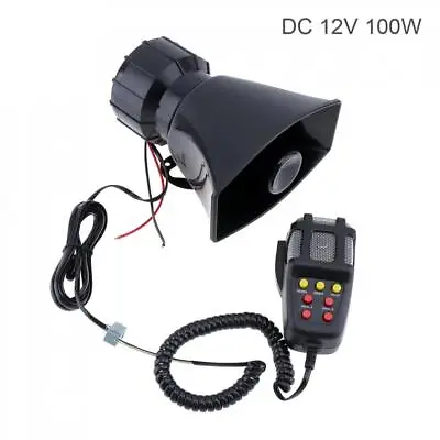 100W 12V 7 Sound Car Alarm Loud Speaker PA Siren Horn With Microphone System US • $22.89