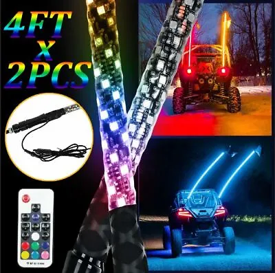2x 4ft Spiral LED Whip Light For UTV ATV Accessories RZR Can-Am Polaris Antenna • $92.78