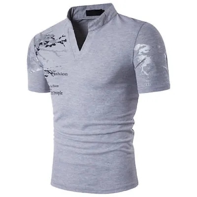 $17.90 • Buy Stylish Men's T Shirt Slim Fit V-Neck Short Sleeve Muscle Casual Tops Tee Shirts
