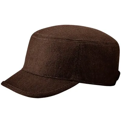 New Melton Wool Cadet Cap Plain Brown Baseball Military Army French Era Peak Hat • £22.99