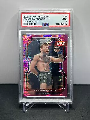 Conor McGregor 2021 Panini Prizm UFC Pink Pulsar Refractor Card 04/42 #30 PSA 9 • $449.99
