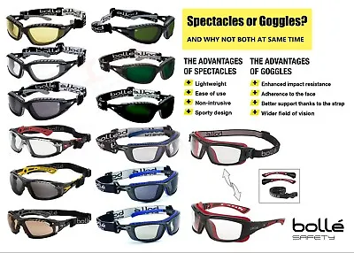 '2 In 1' Bolle Safety Glasses Spectacles & Goggles RUSH TRACKER BAXTER ULTIM8  • £7.29