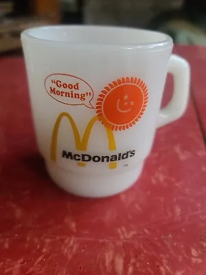 Vintage McDonalds Anchor Hocking Fire-King Good Morning Glass Coffee Mug Cup1976 • $14.99