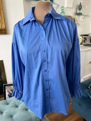 £30 • Buy Luisa Spagnoli Pretty Cotton Mix Cornflower Blouse Sz S