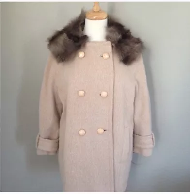 McGinn Detachable Fur Collar Beige Cream Peacoat Small 2 4 • $99