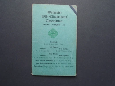 £1 • Buy Worcestershire: Worcester Old Elizabethans' Assoc. Cricket Fixture Card 1949