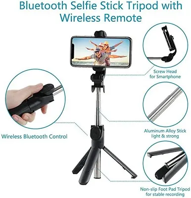 $19.99 • Buy 160cm Super Long Selfie Stick Tripod Stand Bluetooth Shutter For IPhone Gopro AU