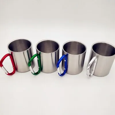 Metal Outdoor Double Wall Stainless Steel CupCoffee Mug With Buckle Mountaineer • $22.99