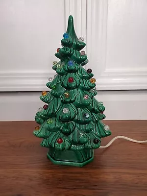 1967 Vintage Holland Mold  11  Ceramic Christmas Tree With Base And Lights • $80