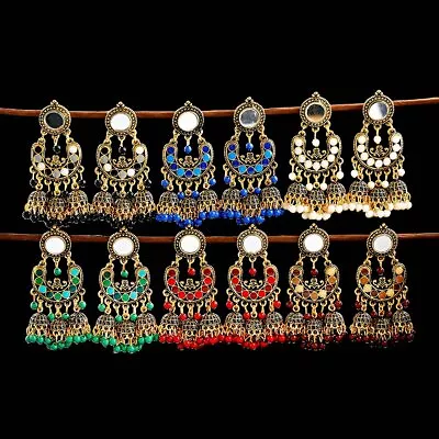 Ethnic Gypsy Indian Jewelry Vintage Tassel Color Beads Jhumka Dangle Earring • $1.10