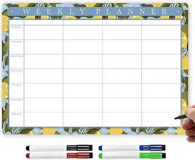 £8.95 • Buy Magnetic Weekly Planner With Dry Wipe Pens And Eraser, Dry Erase Fridge Calendar