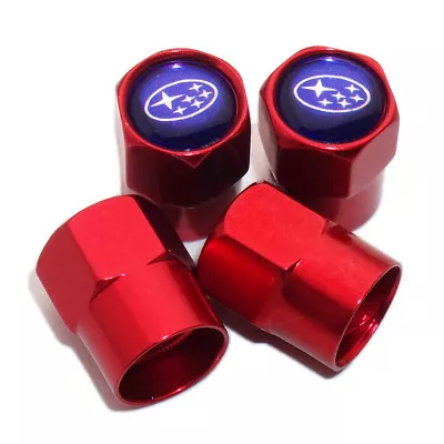 4x Hex Fit Subaru Car Wheels Tire Air Valve Caps Stem Dust Cover Sport Decor Red • $7.99