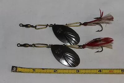 2 Vtg Antique EMPIRE CITY No 4 FLUTED SPOON Spinner Fishing Lures VG+ • $14.95