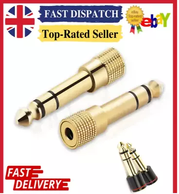 Headphone Jack Adaptor 3.5mm To 6.35 1/4 Inch Small To Big Stereo Audio Adapter • £2.07