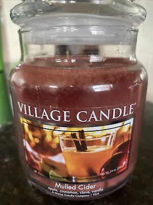 Village Candle Mulled Cider Glass Jar   Limited Edition Lightning -  14 Oz Usa • $27.74