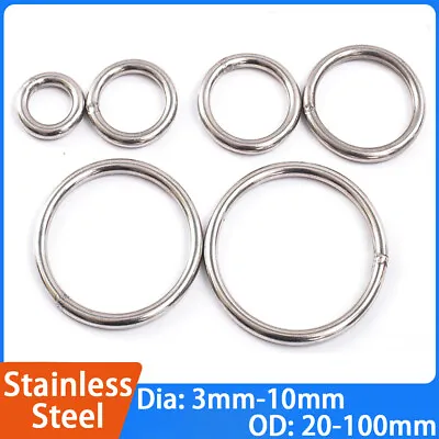 304 Stainless Steel Round Rings Heavy Duty Solid Metal O Ring Welded Smooth • $152.05