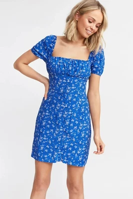$45 • Buy Kookai Blue Floral Zainah Day Dress Size 36 AU 8 Perfect Condition