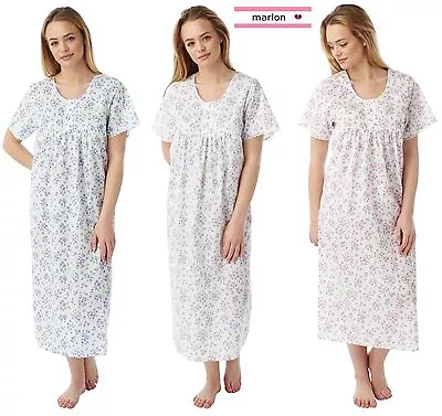 Ladies Floral Poly/ Cotton Nightdress Nightie  Size 10-30 Plus Size New MN-11 • £10.99