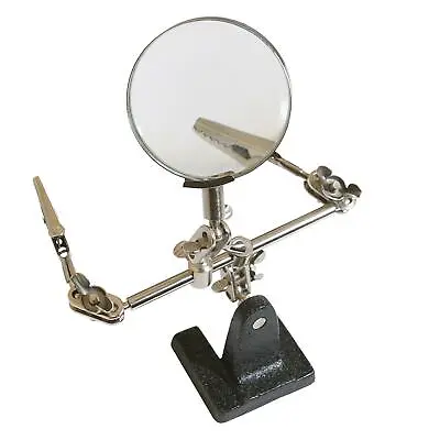 Helping Hands Magnifying Glass 3.5'' Soldering Iron Stand With Crocodile Clips • £7.49