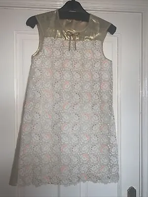 Manoush Ivory Lace & Gold Lame Short  Dress Size 36 8 Designer Worn Once • £39.99