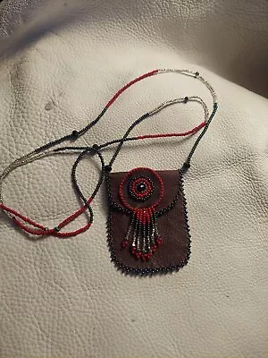 Beaded Leather Medicine Pouch • $27.50