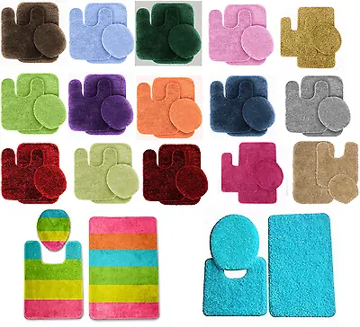 3pc #6 Bathrug Contour Mat Toilet Lid Cover Complete Bathroom Set Rubber Backing • $18.06