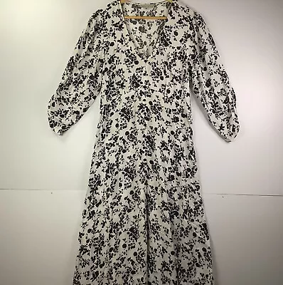 Something 4 Olivia Size 10 Black & White Floral Maxi Stretch Waist Dress  • $28.76