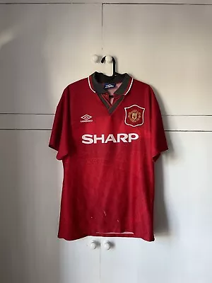 1994-96 Manchester United Home Shirt Cantona #7 (Good) M • £124.99