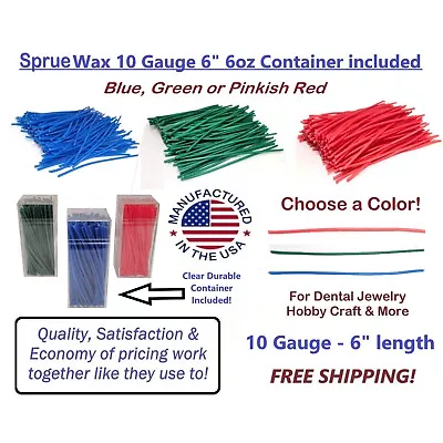6 Ounce- Sprue Stick Wax Dental Jewelry Pattern Making Investment Wax Pick Color • $19.74