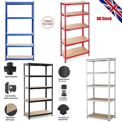 Shelving Unit Storage Shelves Steel Boltless 5 Tier Racking Heavy Duty Garage UK • £27.89