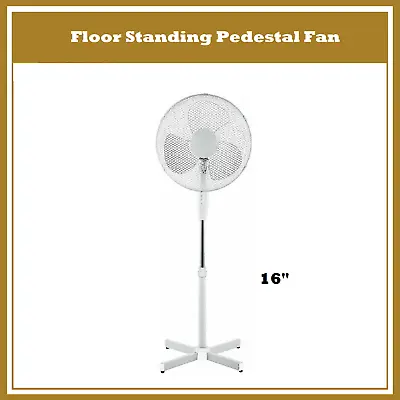 £25.49 • Buy Floor Standing Pedestal Fan 16 Inch Oscillating Electric 3 Speed Grey Cooling UK