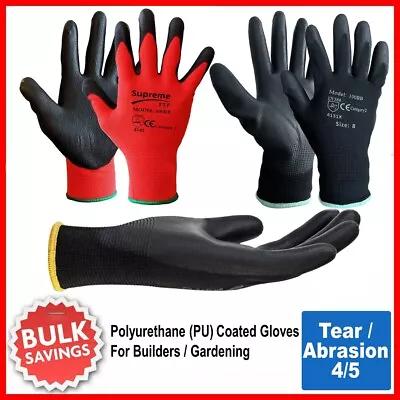 24 Pairs New Pu Coated Safety Work Gloves Garden Grip Mens Builders Gardening • £2.45