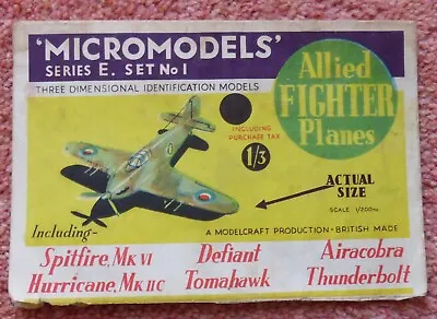 Micromodels Series E Set No 1 Allied Fighter Planes Spitfire Hurricane Defiant + • £34.95