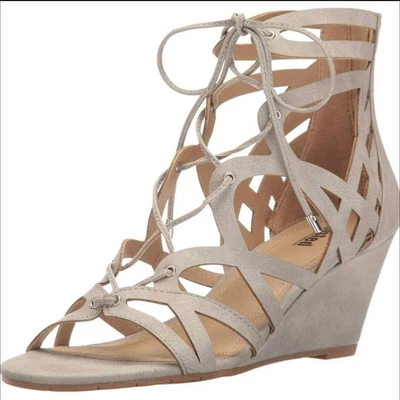 Unlisted By Kenneth Cole Drift Free Gladiator Sandal Strappy Wedge Shoe Size 7.5 • £37.85