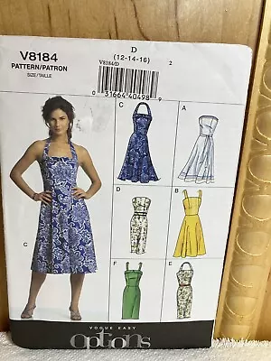 Vogue Easy Options Sewing Pattern V8184Sizes 12 14 16 Misses' Dress Uncut • $6.90