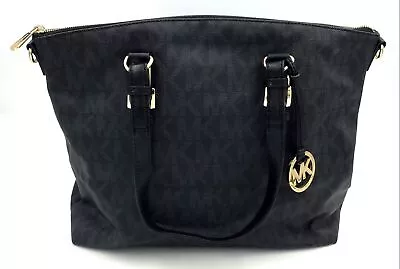 Authentic Michael Kors Women's Black Signature Print Tote Bag - COA Included • $24.99