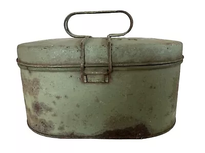 Primitive Tin Miner’s Lunch Bucket Pail Green 8x5 Handy • $20.50