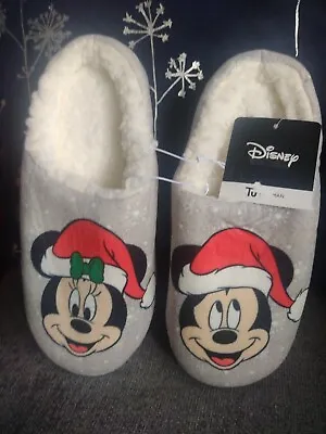 £4 • Buy Disney Mickey Minnie Mouse Grey Slippers Women Home Slippers New Gift