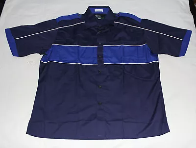 Mens Navy Blue White Car Service Mechanic Short Sleeve Work Shirt Size L New • $29.95